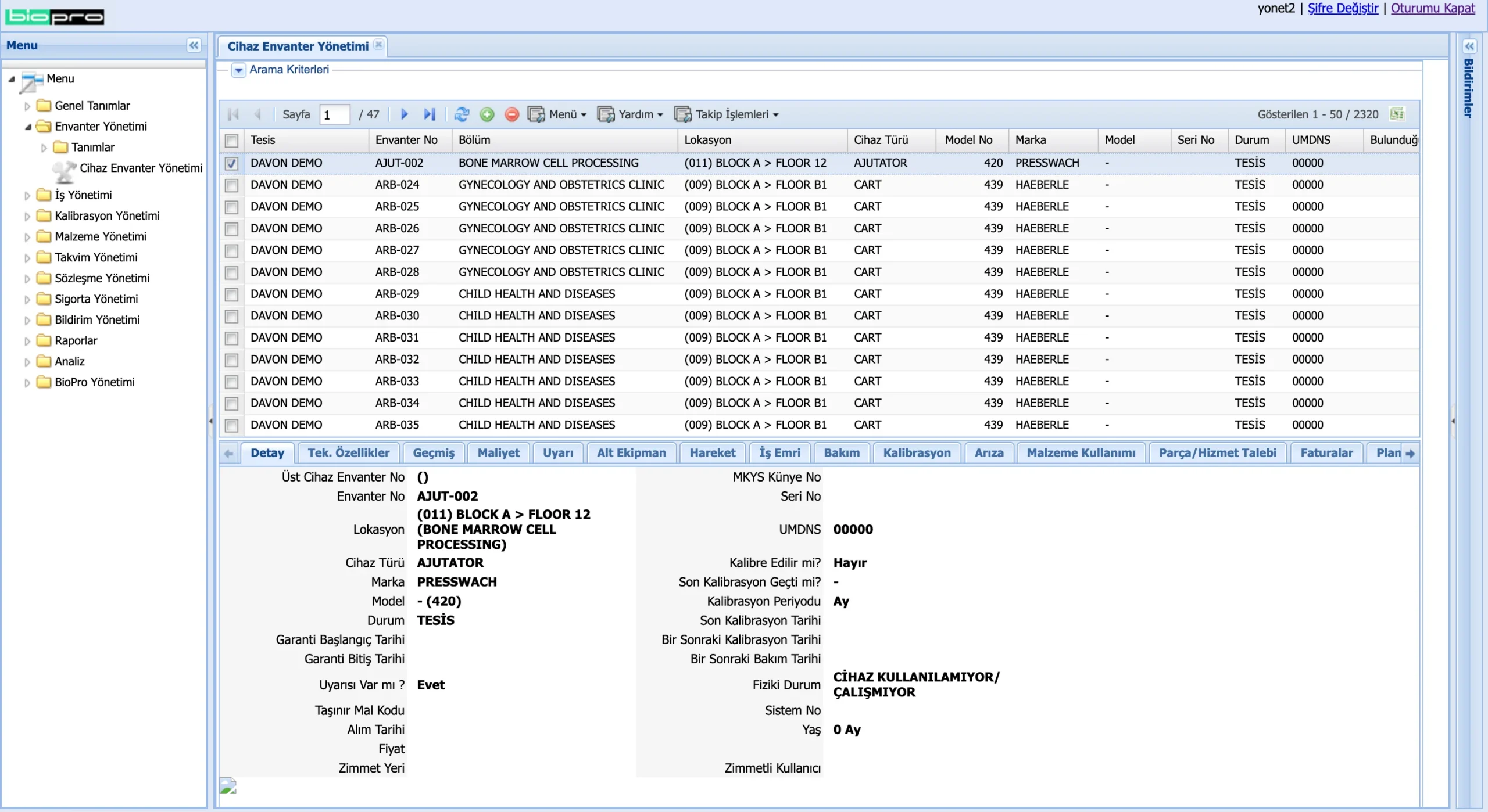 01. Cihaz Envanter Yönetimi Arama Kriterleri Kapalı