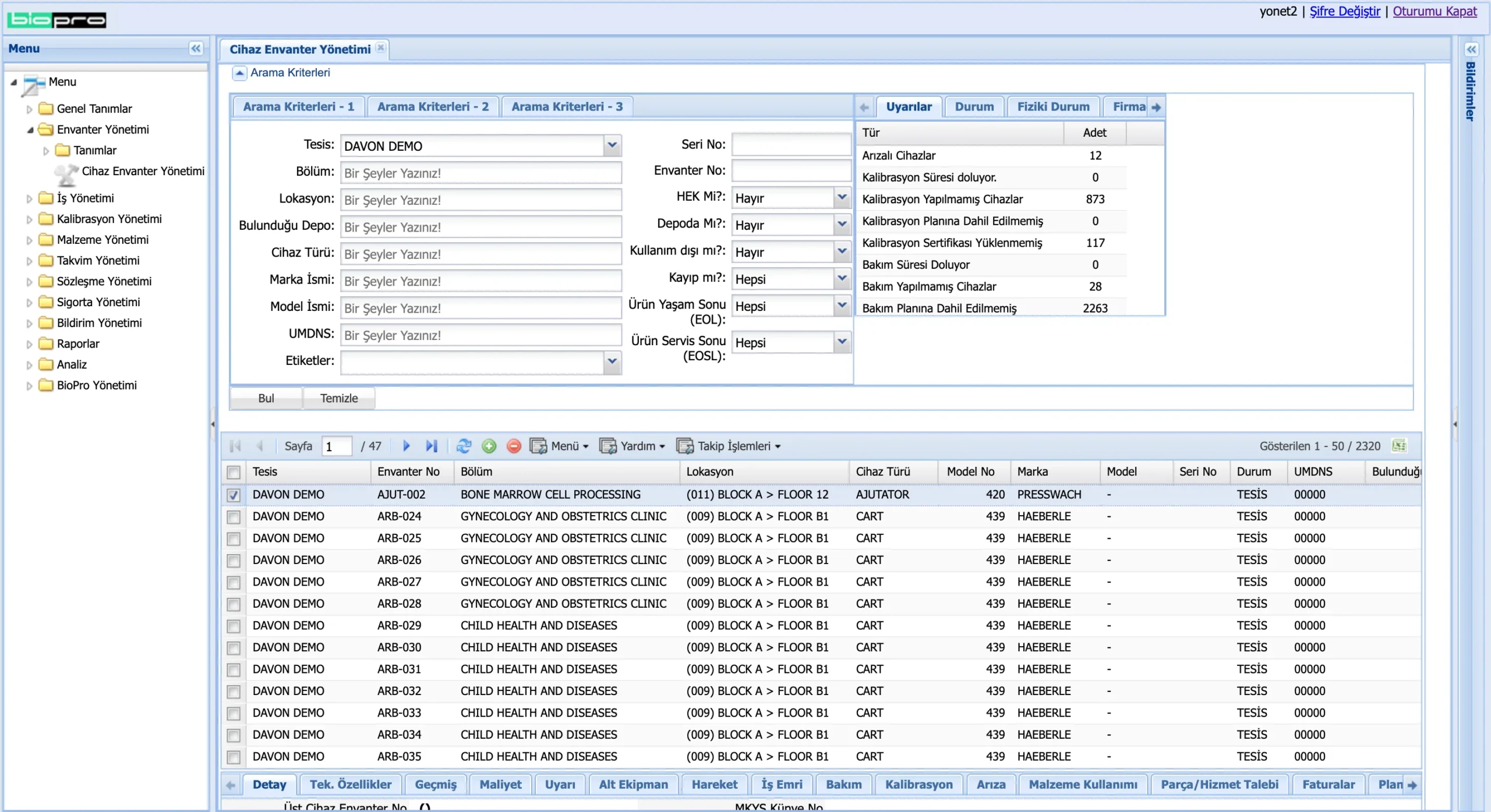 02. Cihaz Envanter Yönetimi Arama Kriterleri Açık